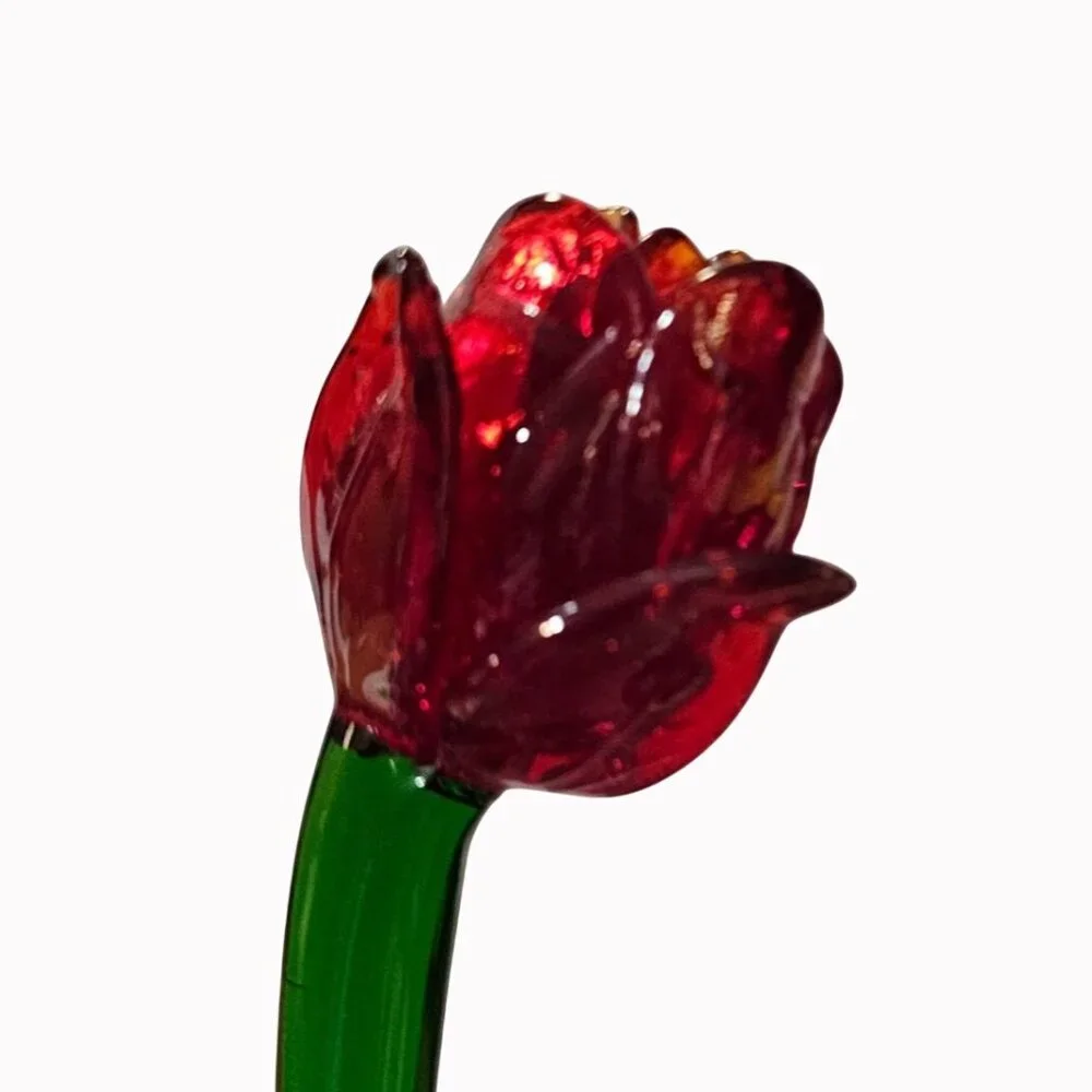 Pair of Hand-Blown Art Glass Flowers – 14
